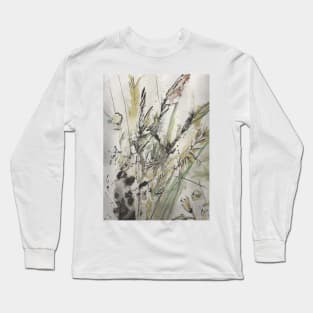 English Summer meadow, grasses, flowers design Long Sleeve T-Shirt